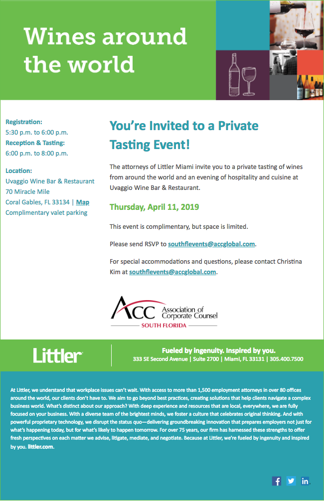 Private Wine Tasting - Presented by Littler - Apr 11