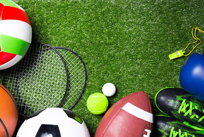 Image of a variety of rackets and balls representing different sports.