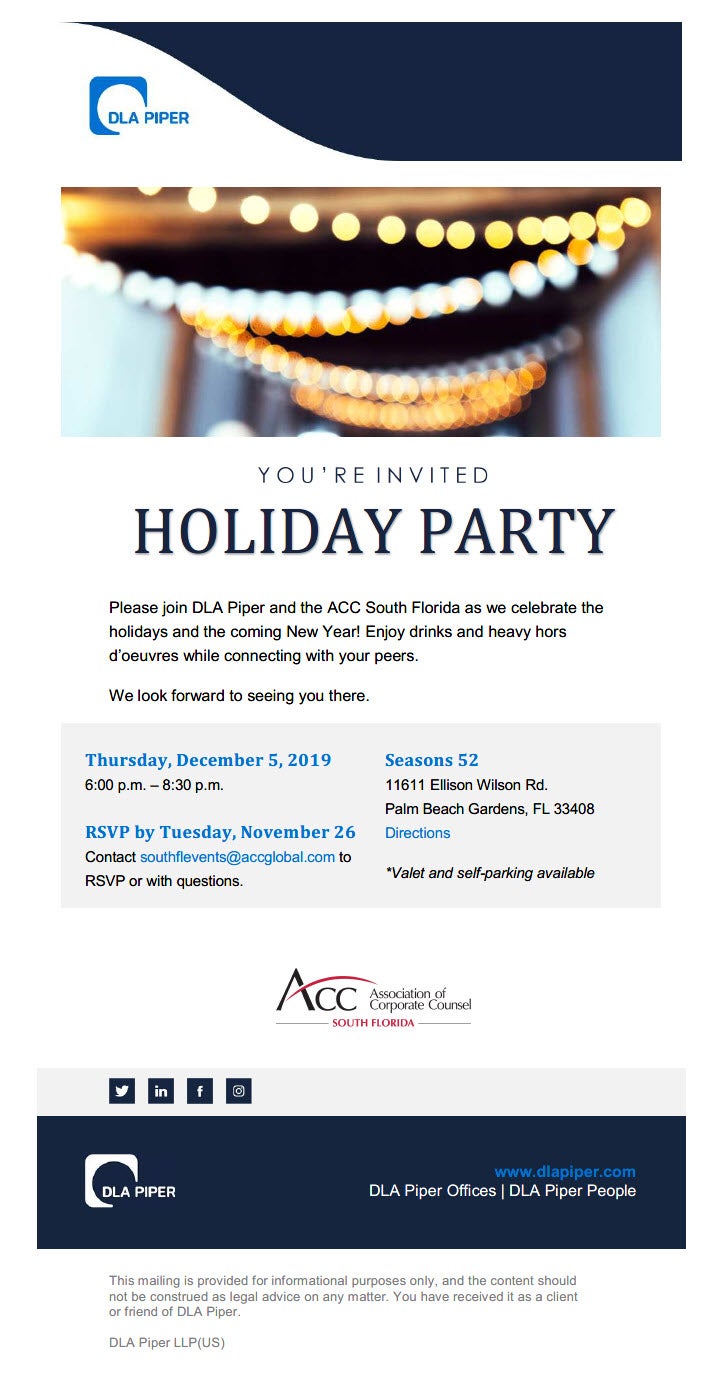 Palm Beach Holiday Party Hosted By Dla Piper Association Of