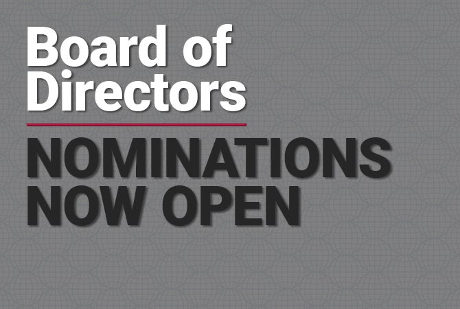 gray boy with black and white words spelling out board of directors nominations