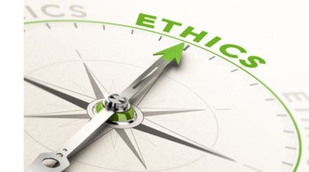 compass pointing towards ethics