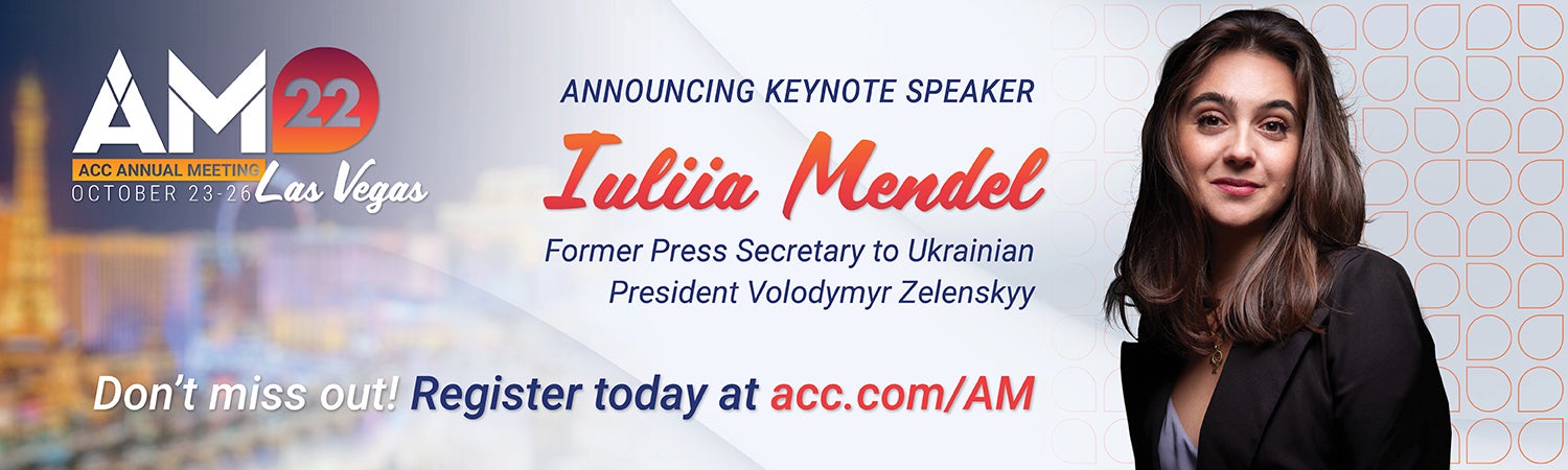 AM22 ACC Annual Meeting October 23-26 Las Vegas Announcing Keynote Speaker Iuliia Mendel