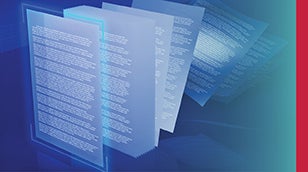 Documents on Blue Background