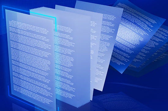 Documents on Blue Background