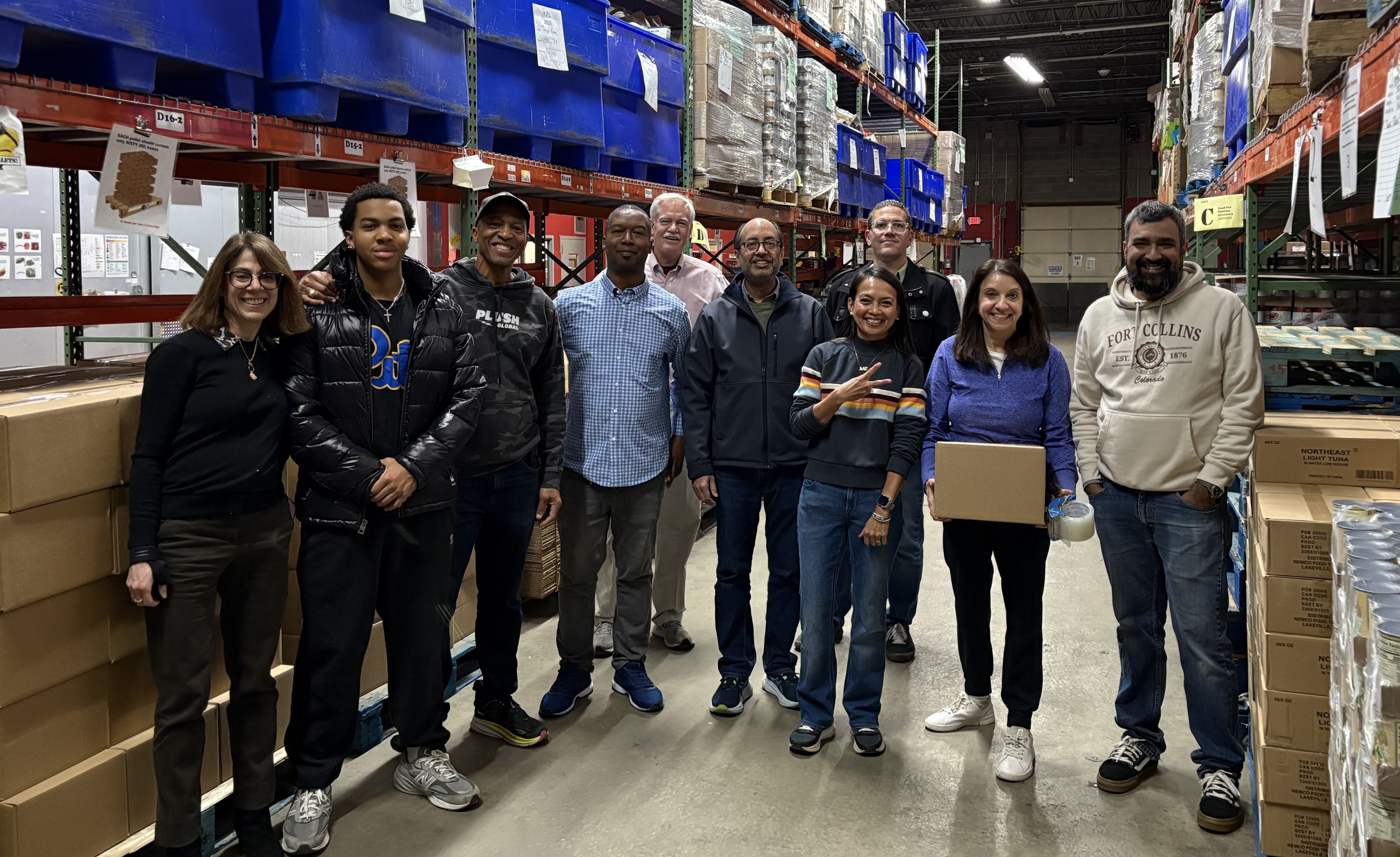 People standing in a warehouse
